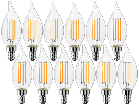 CYLYT dimmable E12 candlebulb in clear glass for warm ambience.