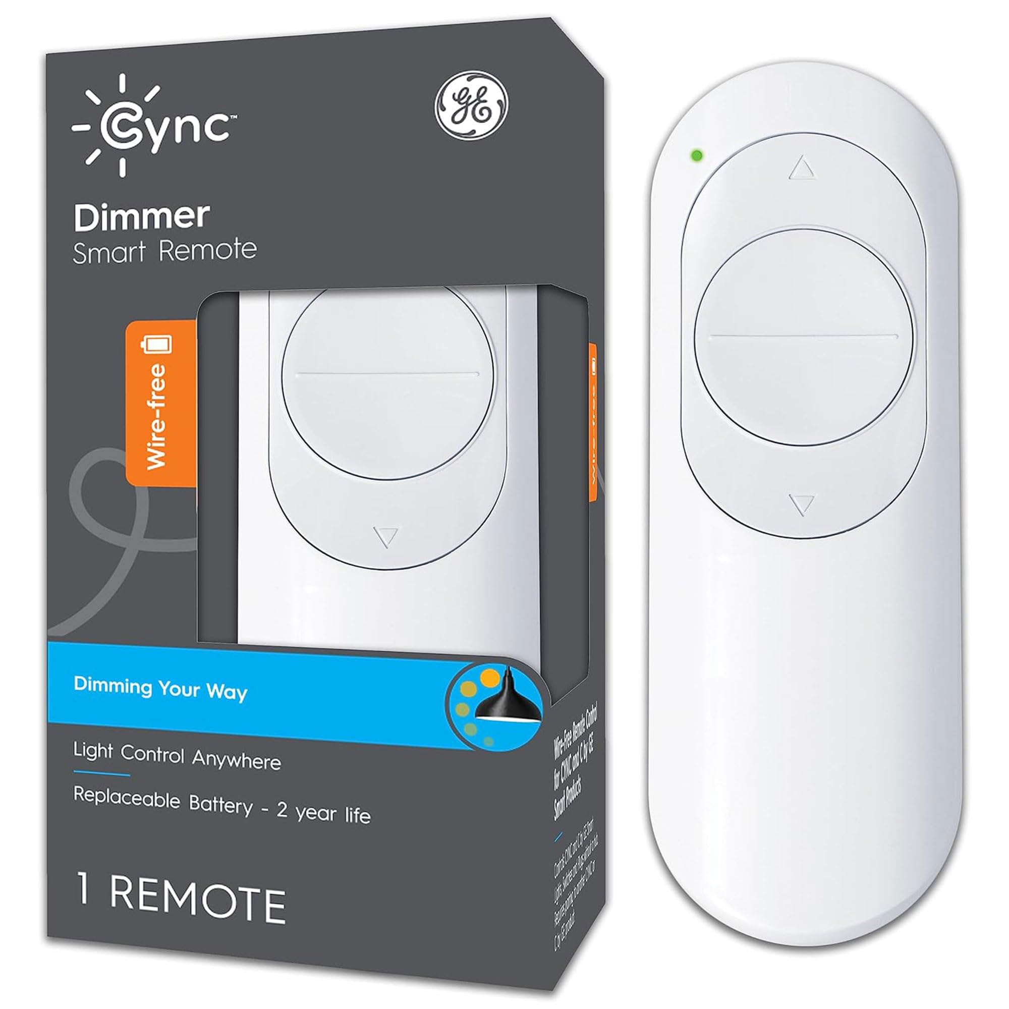 GE Cync battery powered dimmer remote enables wireless lighting control anywhere
