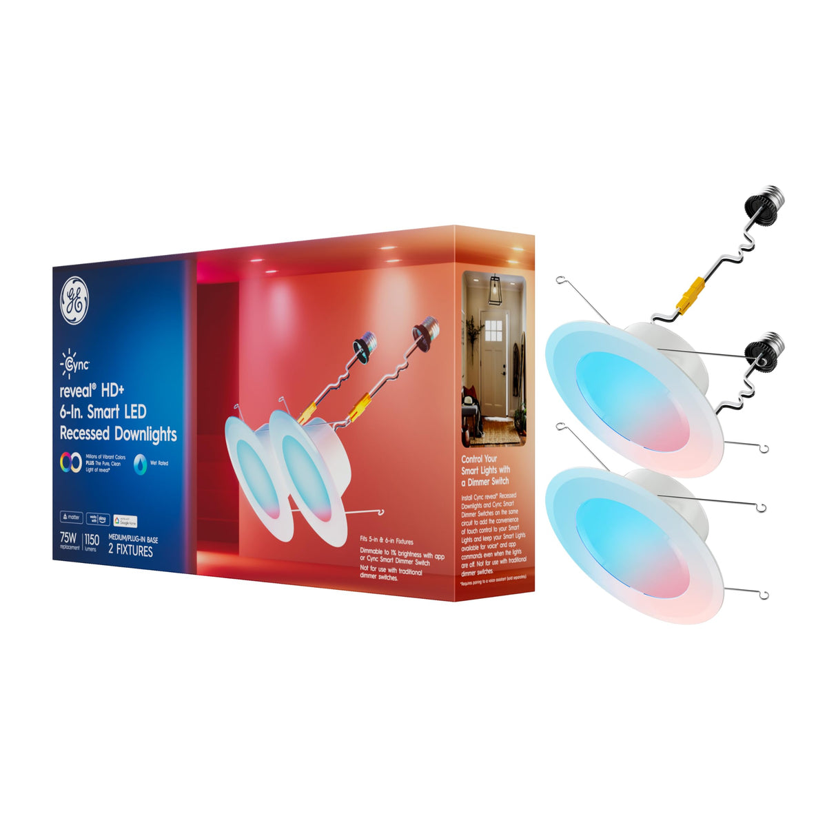 Cync GE Reveal downlight color wheel shows millions of colors for mood setting.