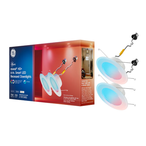 Cync GE Reveal downlight color wheel shows millions of colors for mood setting.