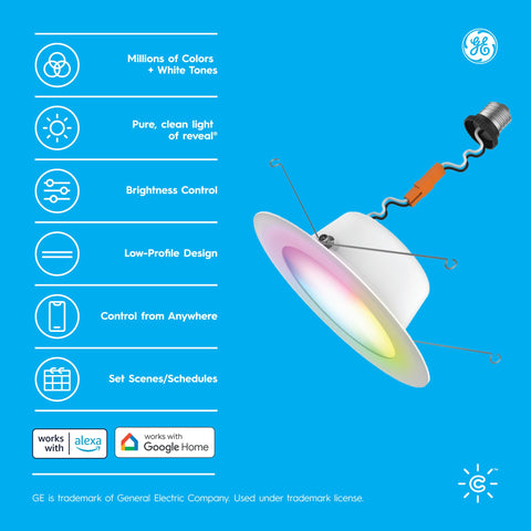 Cync GE Reveal downlight white temperature range from 2000K to 7000K for warm to cool tones.