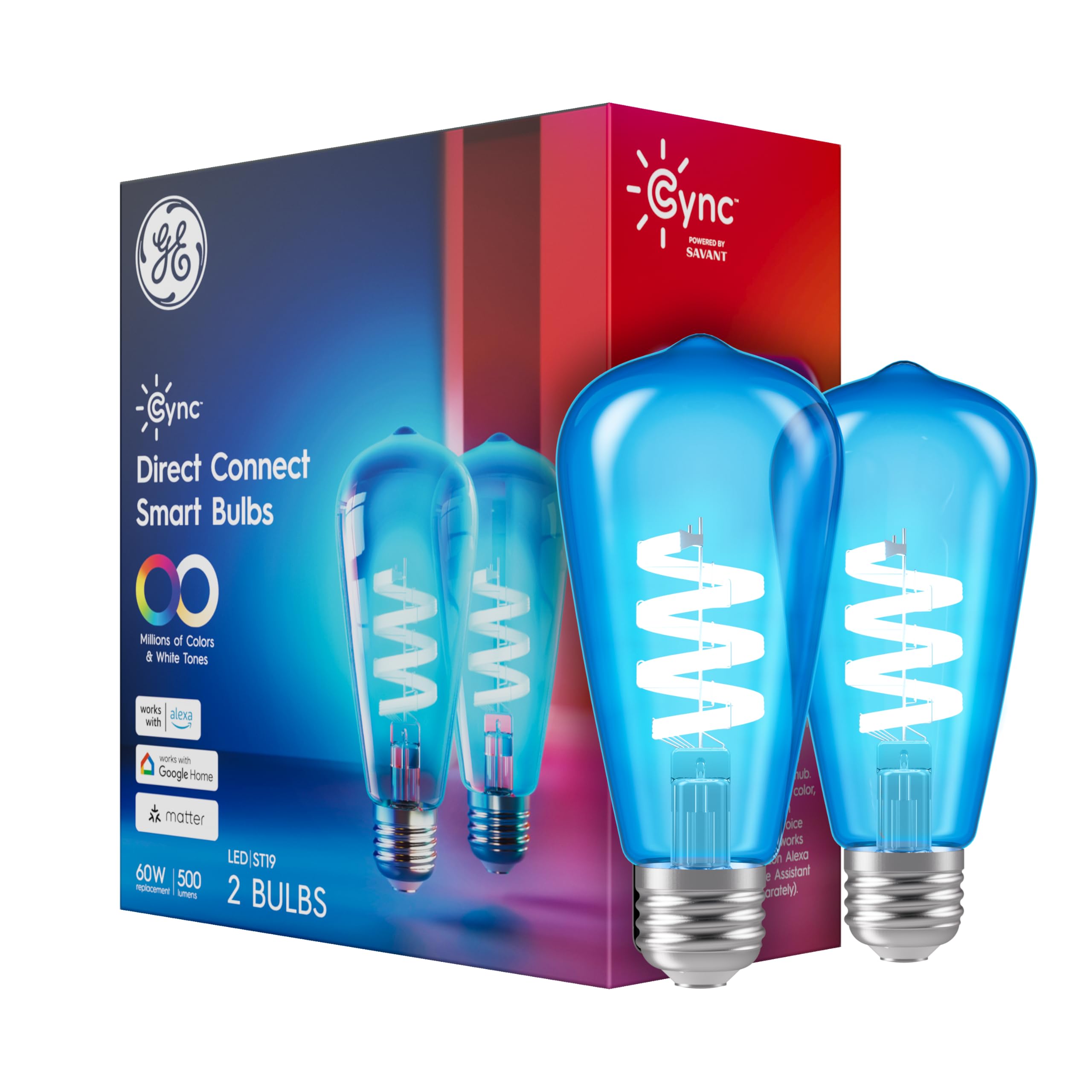 Cync GE ST19 Edison-style bulb showcasing color-changing option for vibrant room ambiance