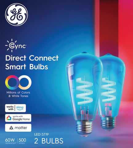 Cync GE ST19 Edison-style bulb in a fixture enhancing room decor with white tones