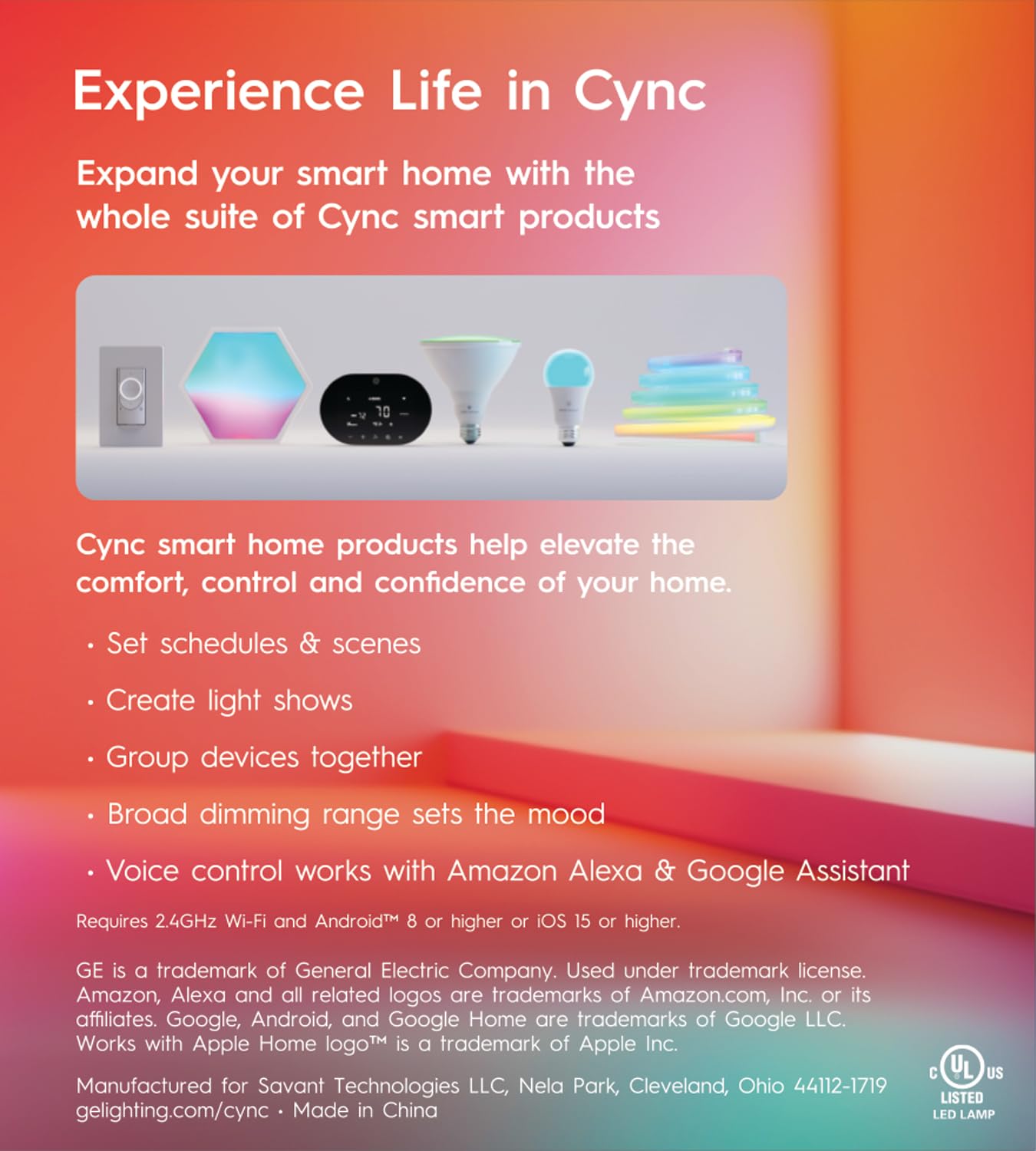 Cync GE ST19 Edison-style bulb displaying WiFi control setup for smart lighting