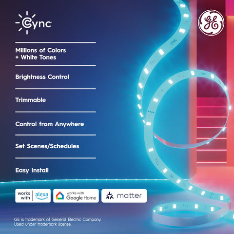 Cync LED strip shows dynamic light effects for entertaining spaces.