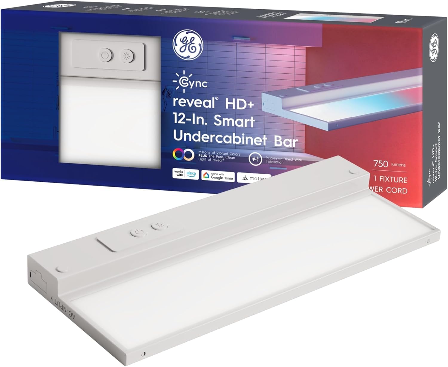 Cync Reveal HD+ undercabinet bar showcases vibrant color options for mood lighting.