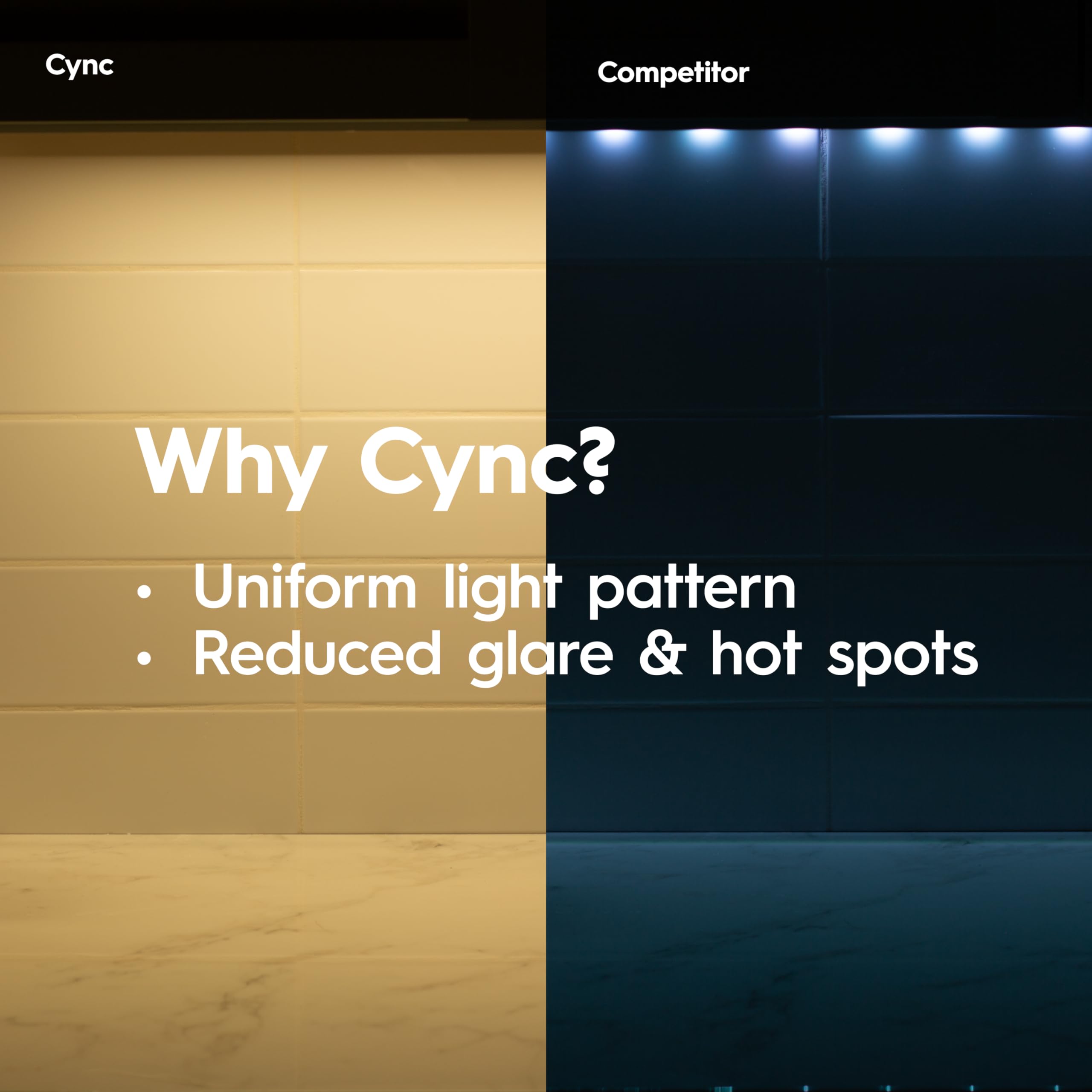 Cync Reveal HD+ edge-lit bar delivers even illumination.