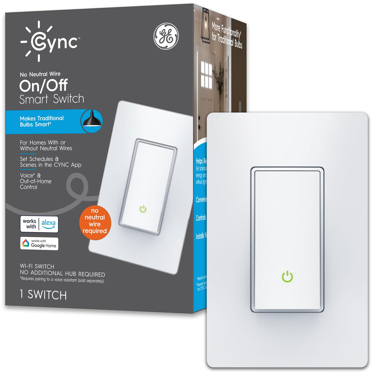 Cync paddle style smart switch ideal for upgrading home lighting.