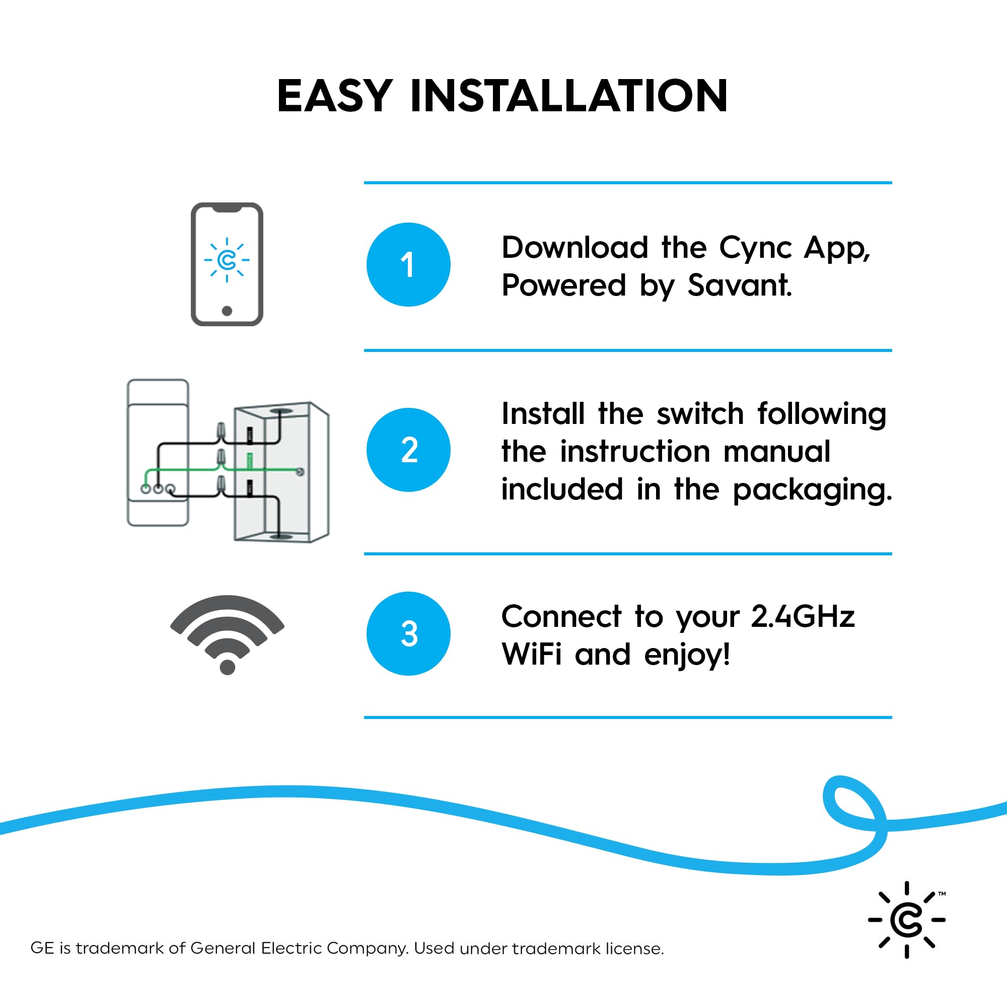 Cync WiFi and Bluetooth ensure easy setup and control.