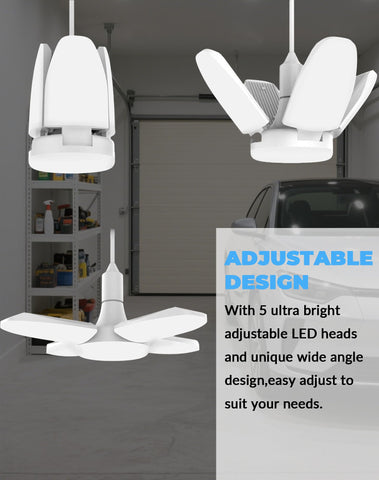 Cynlink LED garage light with extension holders for flexible layout options