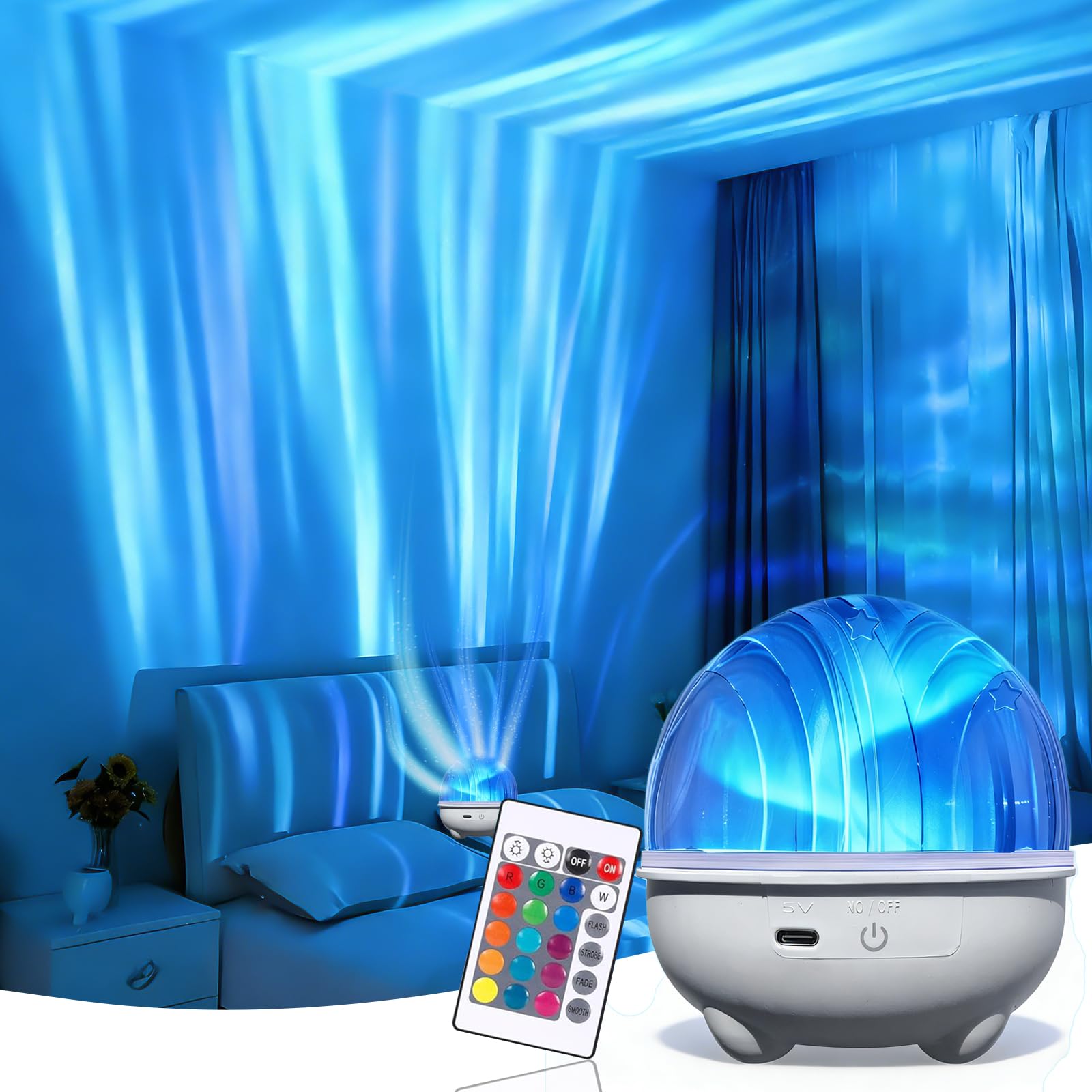 CYSMJDKJ Northern Lights Projector casts serene ceiling aurora, ideal for bedtime.