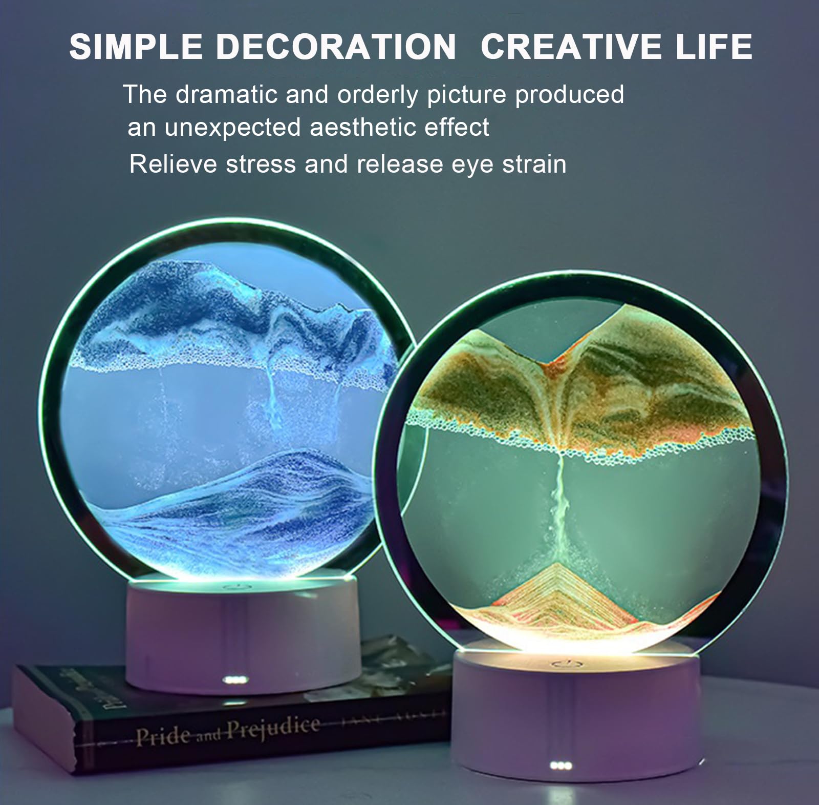 CYSRALFC Moving Sand Art Lamp shows a captivating 3D pattern in glass.