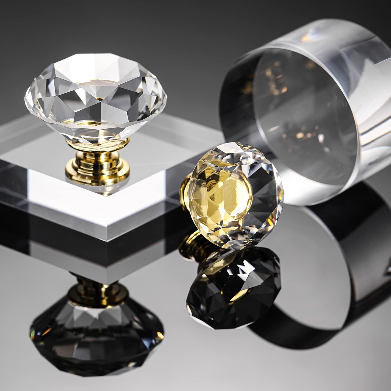 CZC HOME diamond crystal knob side view shows decor compatibility.