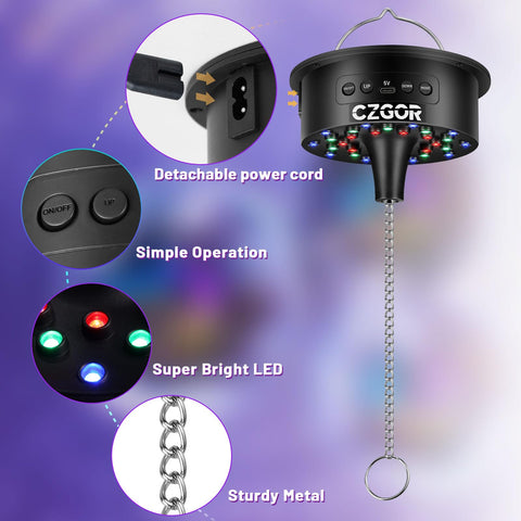 Czgor disco ball motor with detachable power cord for quick setup.