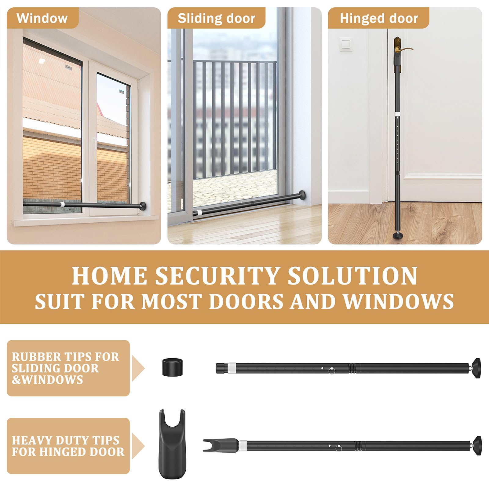 CZMIYRPY Patio door bar secures glass doors during outdoor gatherings.