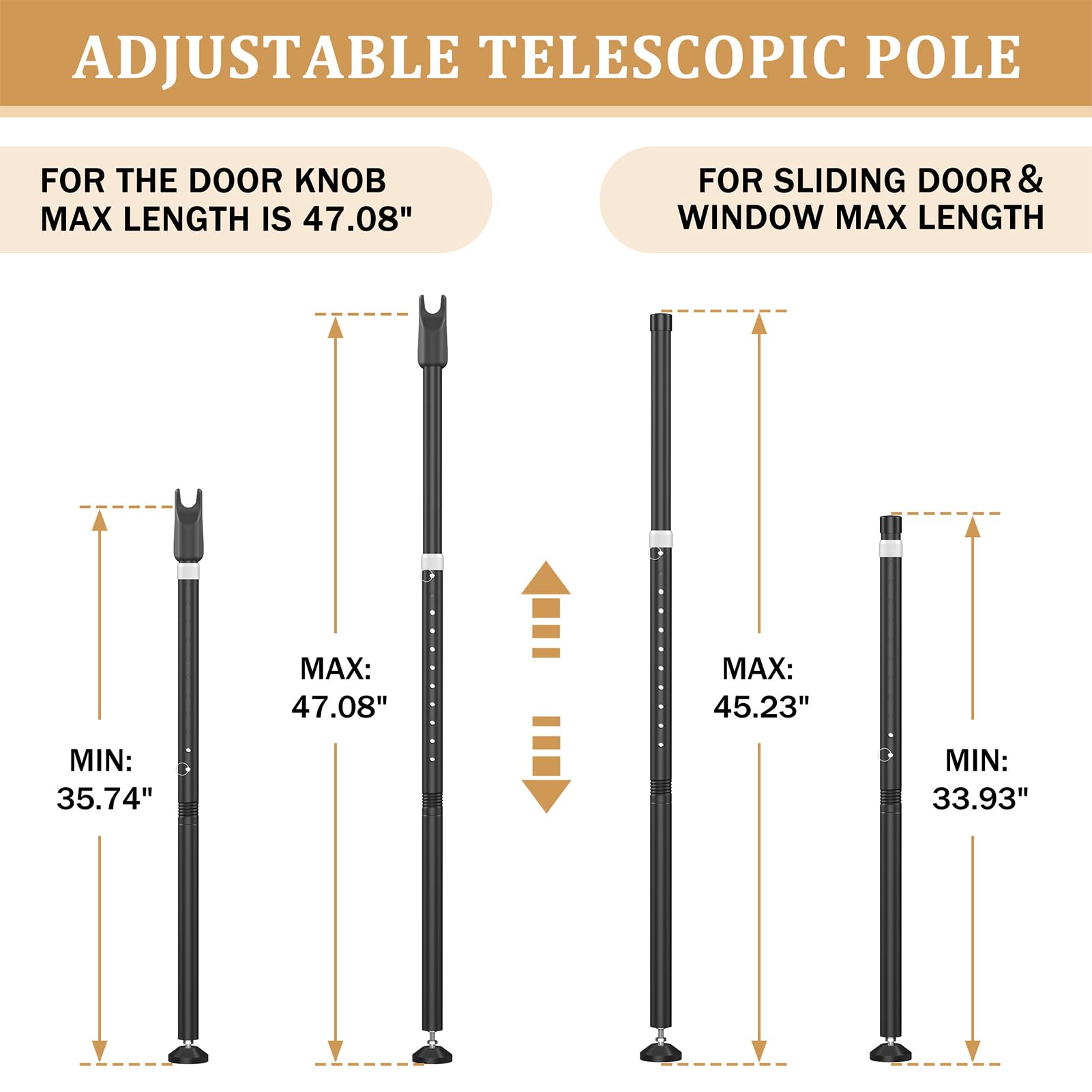 CZMIYRPY Sliding Door Security Bar non-slip bottom for stable placement.