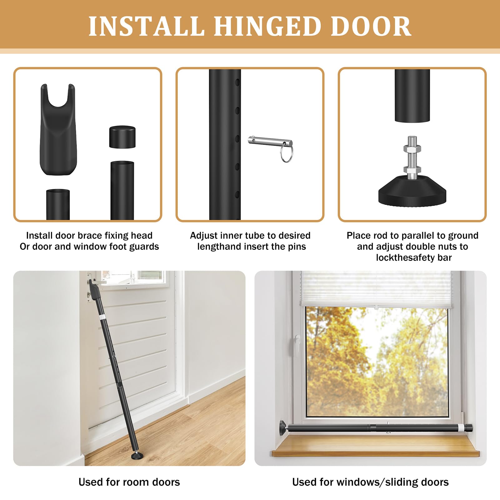 CZMIYRPY Sliding Door Security Bar interchangeable top cover for versatility.