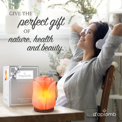 d'aplomb salt lamp rose crystal close-up showcases texture and ambient glow