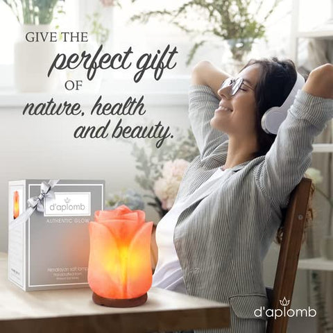d'aplomb salt lamp rose crystal close-up showcases texture and ambient glow