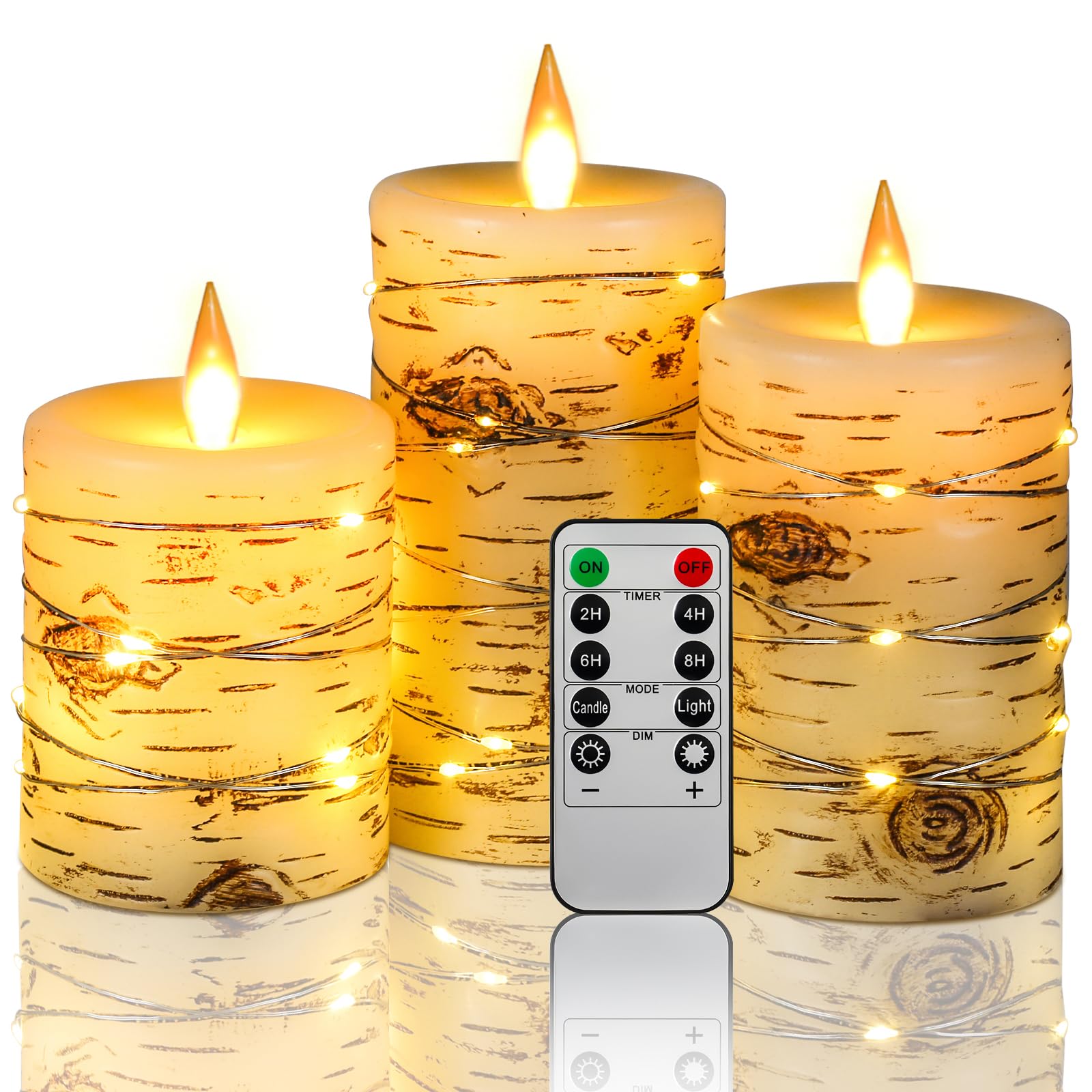 Da by flameless ivory 3in pillar candle with dancing flame for safe ambiance.