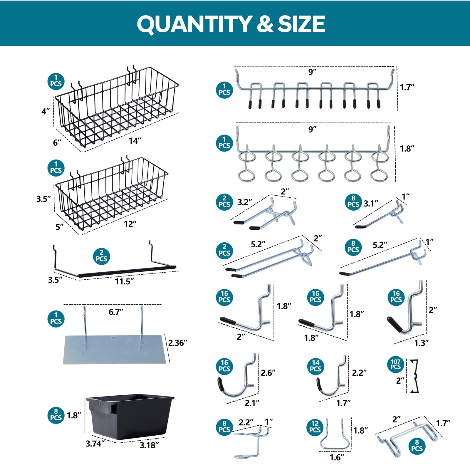 Daanxw pegboard bins provide clear, reachable storage for small parts.