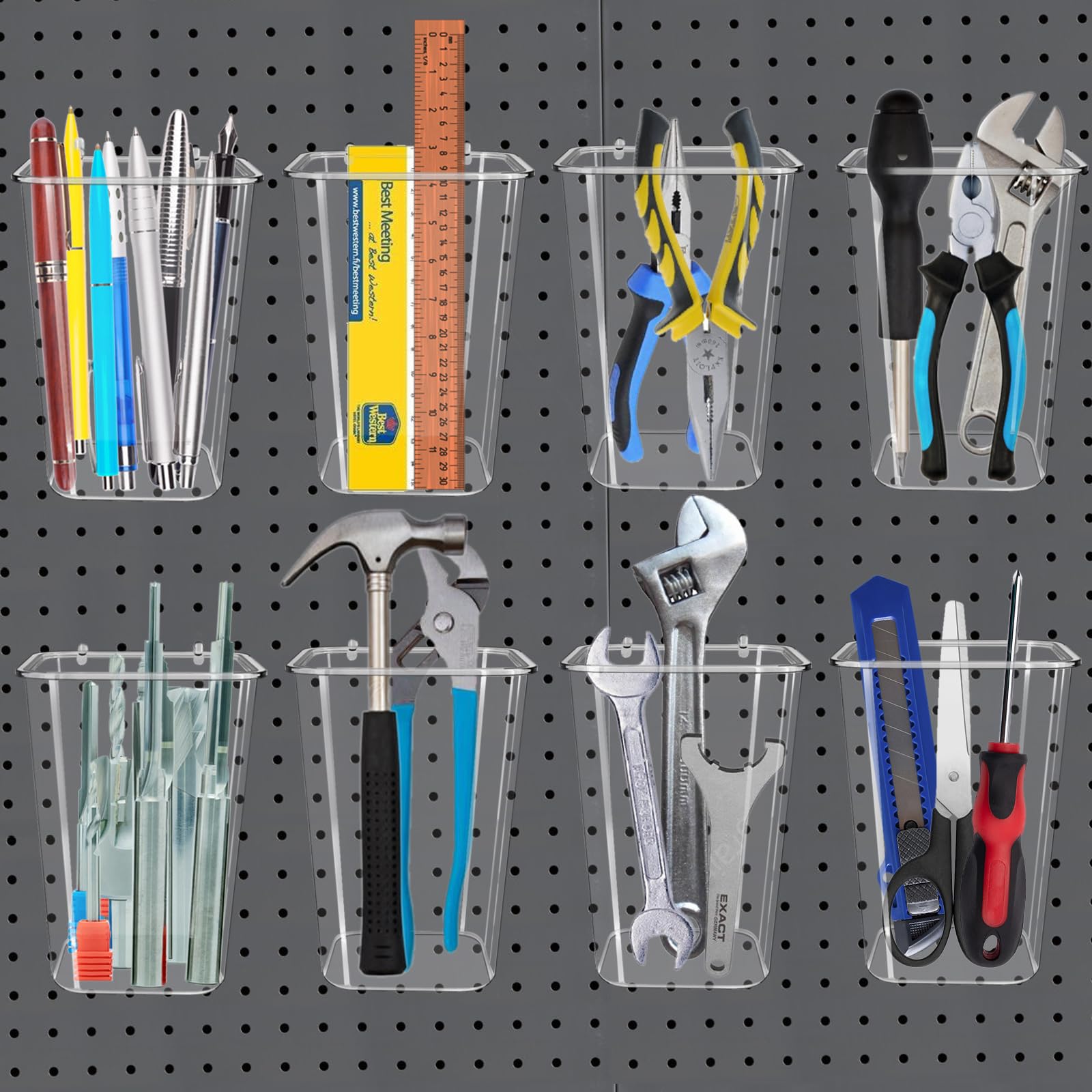Daanxw pegboard cups clear-view design delivers effortless item scanning.