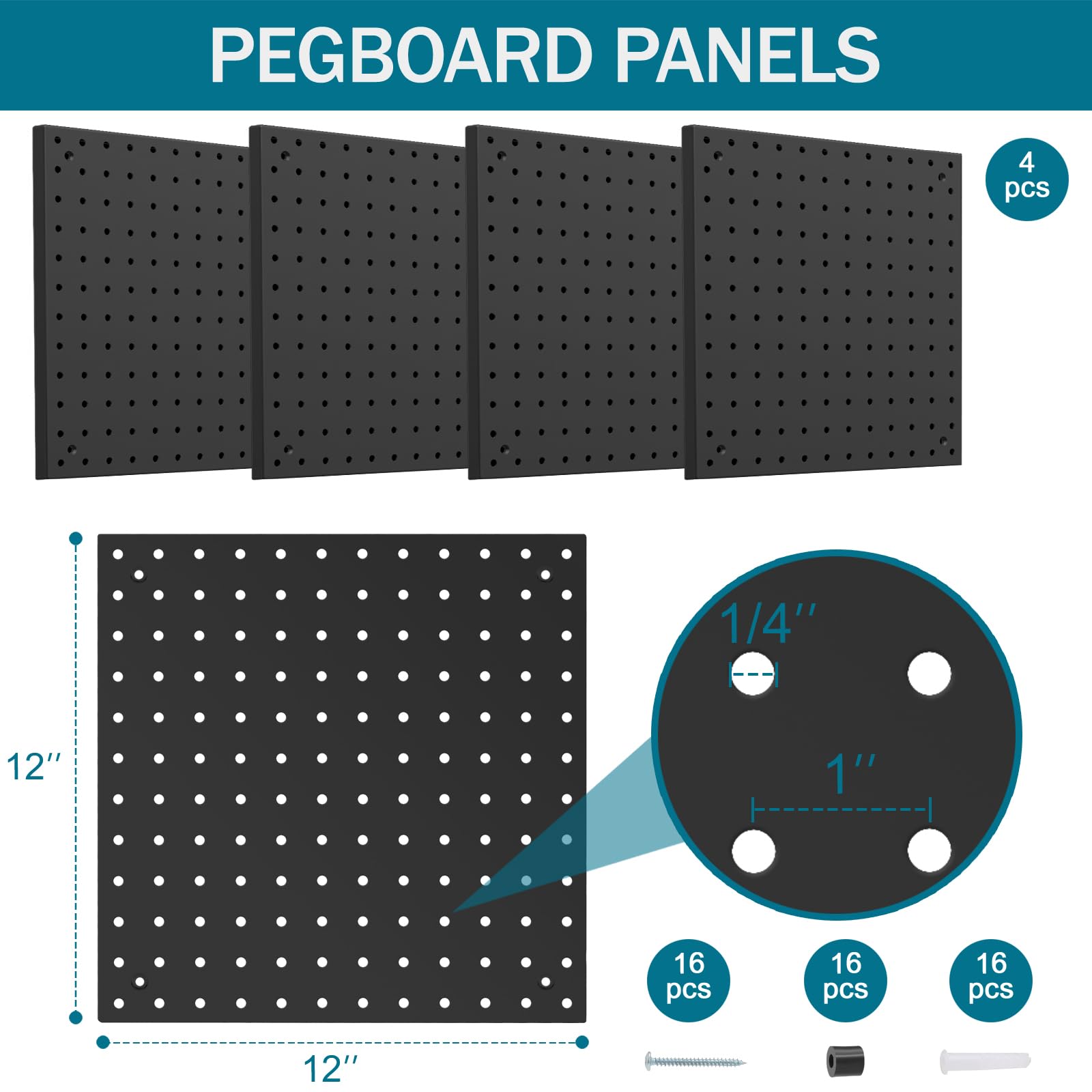 Close-up of Daanxw pegboard cups and hooks showing versatile storage options.