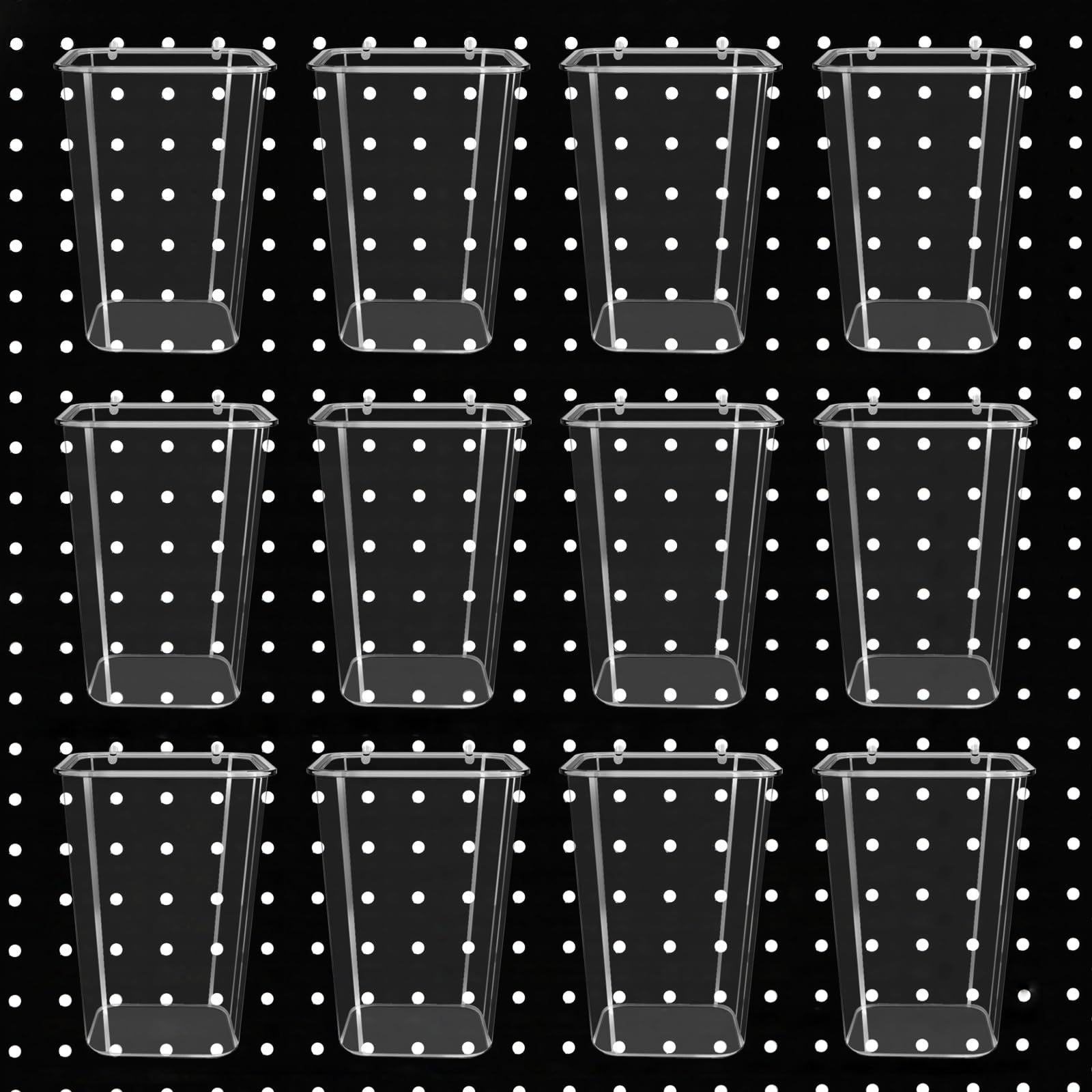 Daanxw pegboard cups transparent 12-pack for quick item visibility and tidy storage.