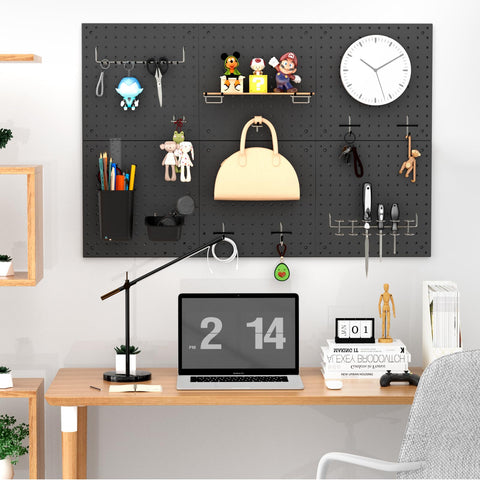 Vertical wall-mount option for Daanxw pegboard in a compact space.