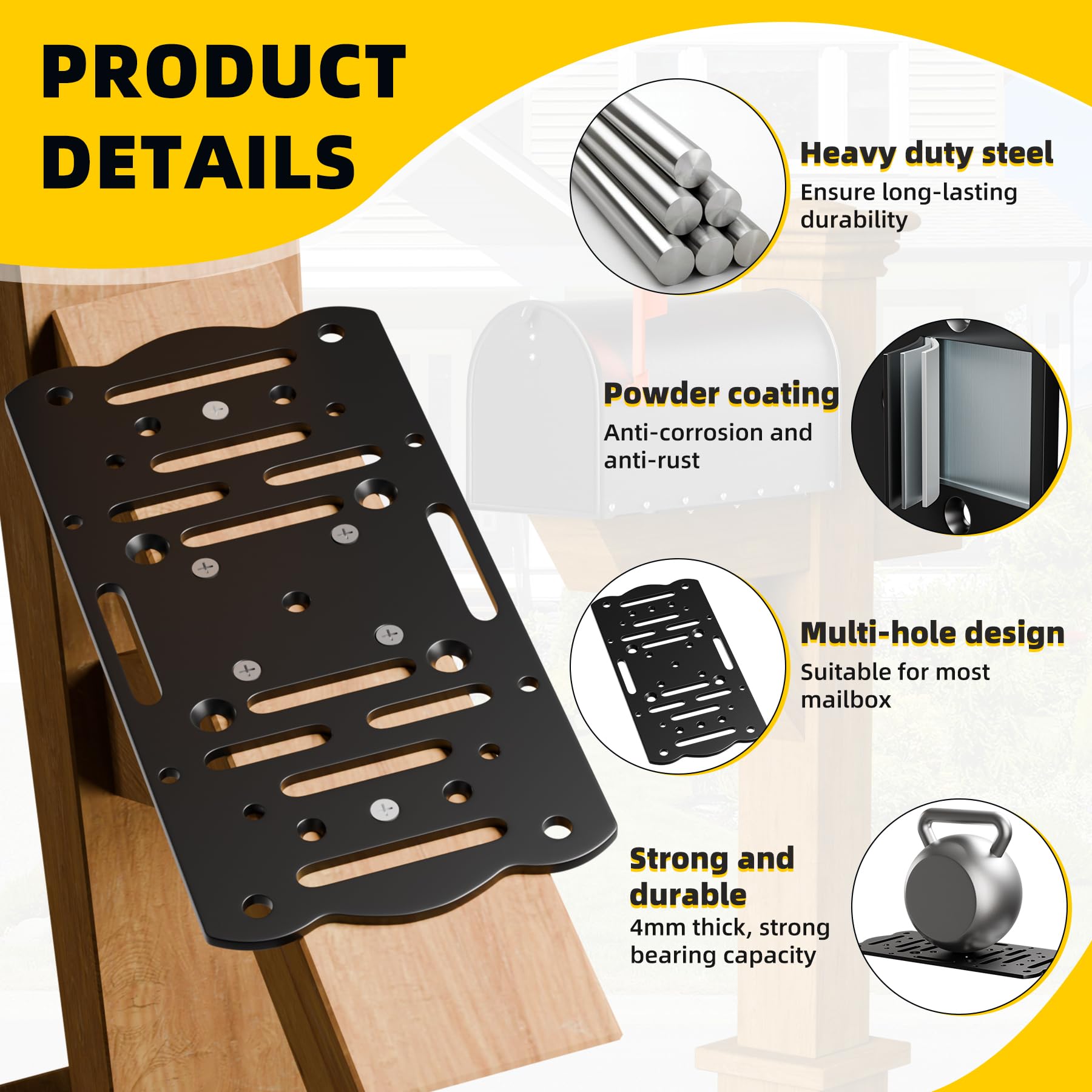 Dabolang mailbox mounting bracket durable steel construction for long-lasting use.