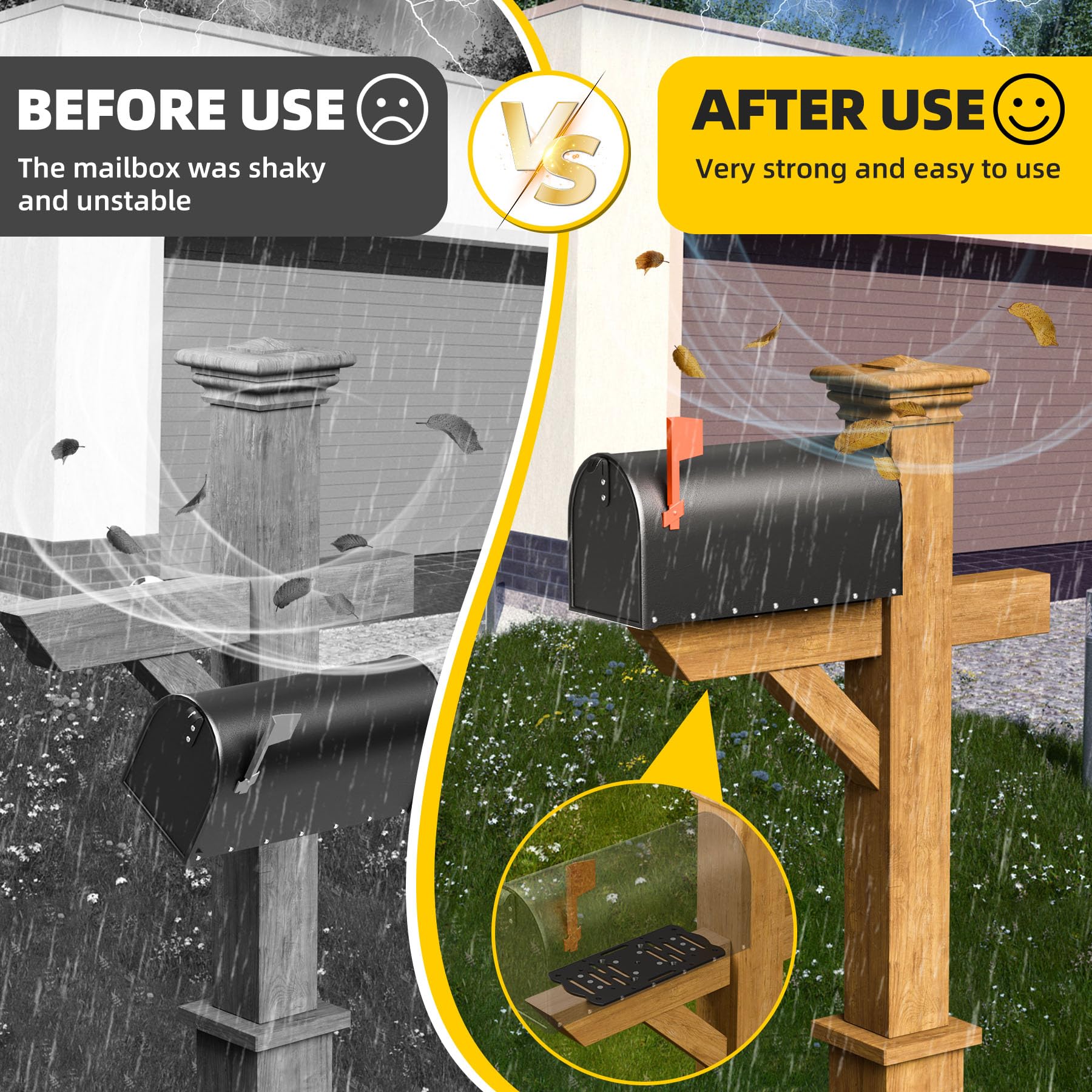 Dabolang mailbox mounting bracket outdoors-ready for years of use.