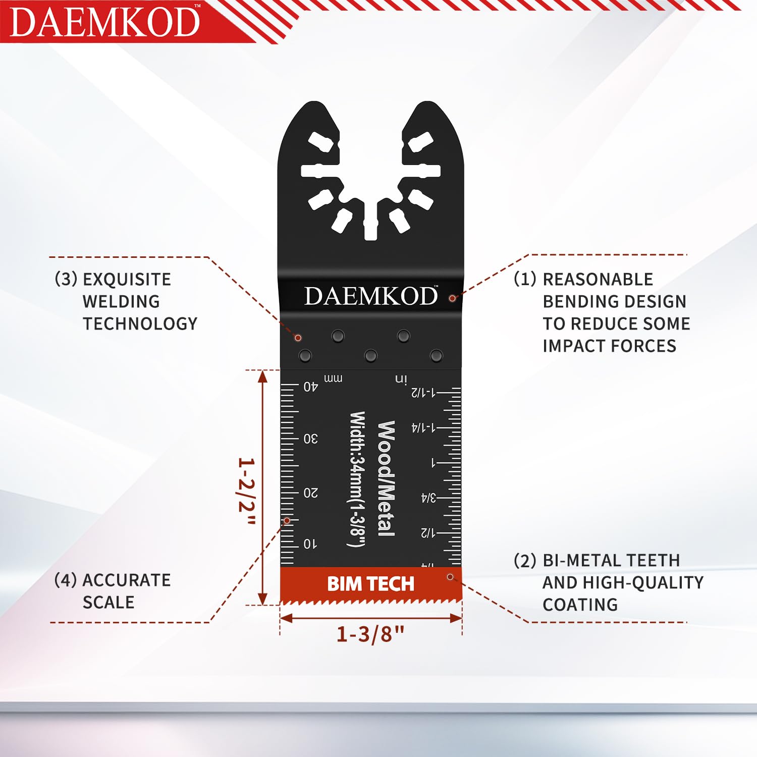 DAEMKOD blade with clear scale markings for precise alignment