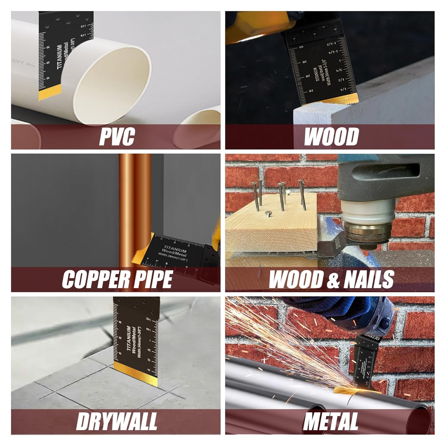 DAEMKOD blades cut PVC pipes and copper efficiently.