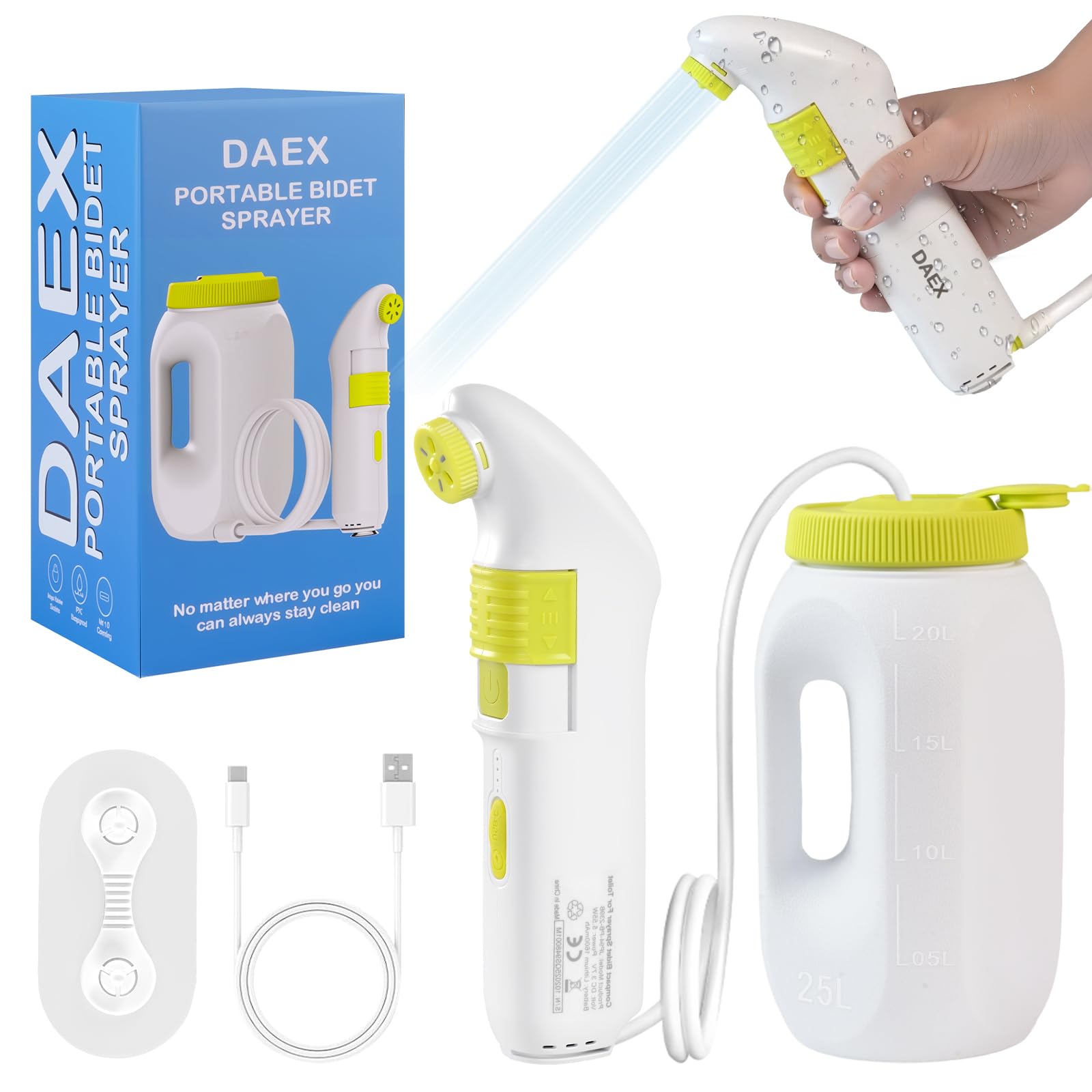 DAEX portable bidet for travel with compact bottle for on-the-go cleansing.