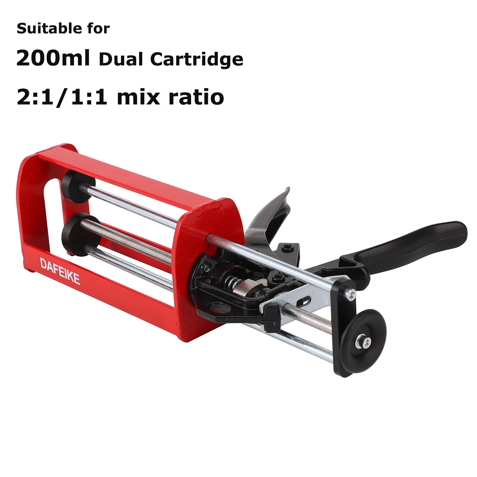 DAFEIKE epoxy gun dual-cartridge operation supports 2:1 and 1:1 mixes.