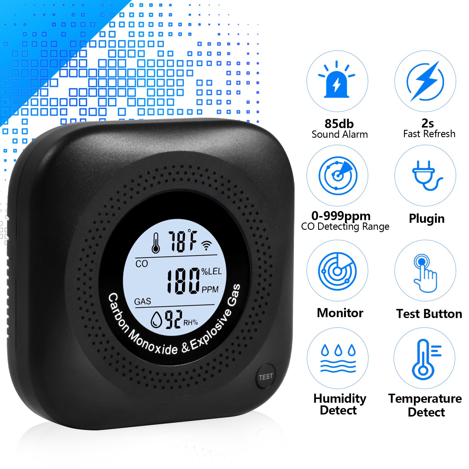 Daffypop portable CO detector ideal for travel and RV safety checks.