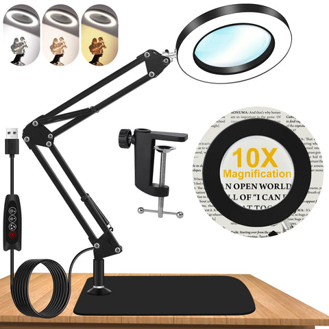 Dagirt 10x magnifying glass base for stable close work illumination.