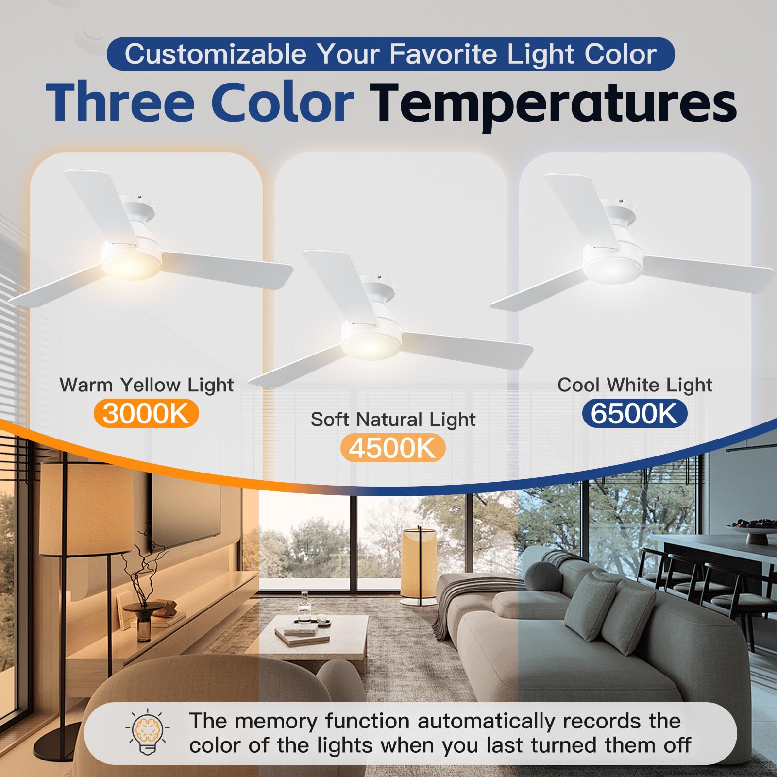 DAHUICFL 3-color LED modes visual, warm to cool lighting options