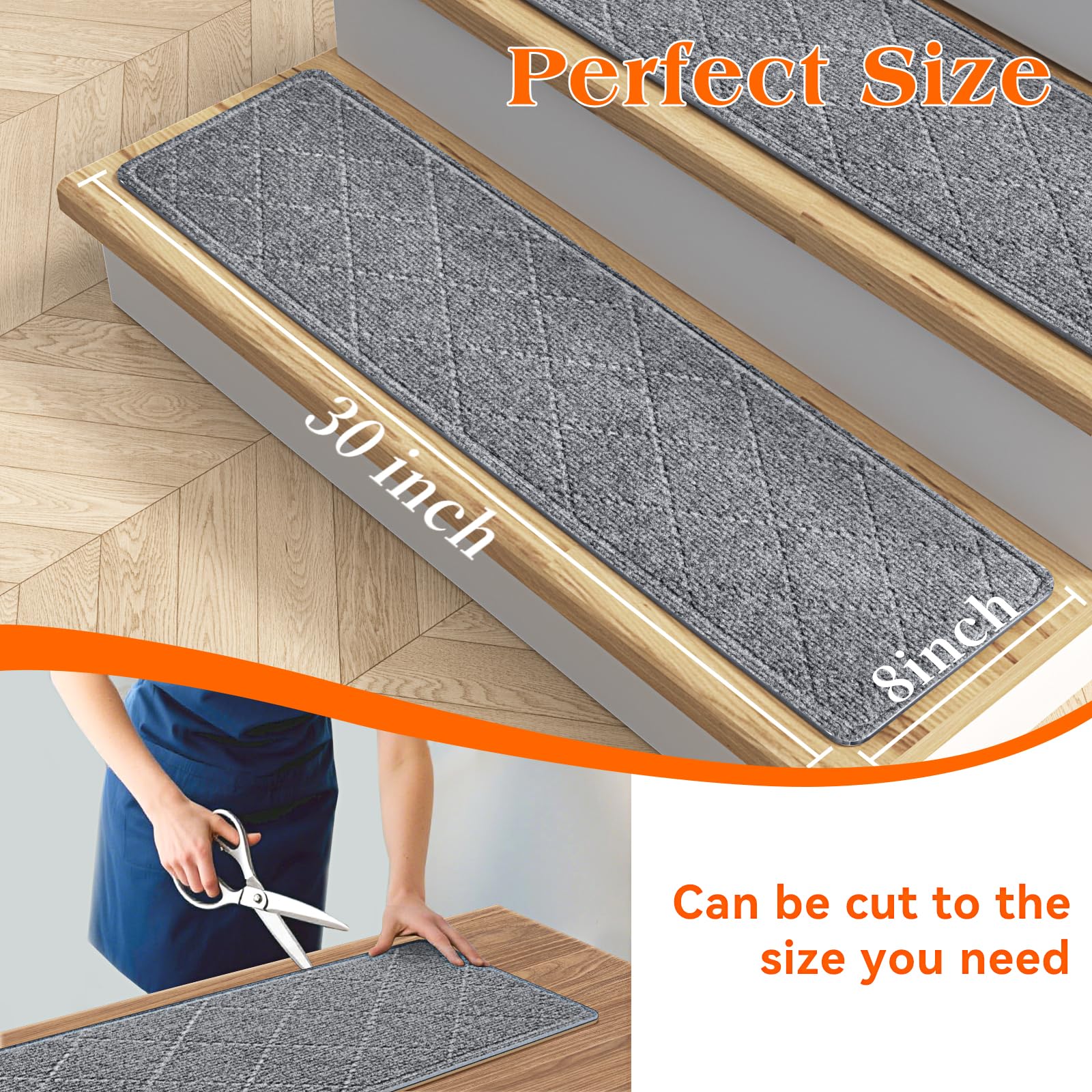 DailyCuddles stair treads show easy installation without glue.