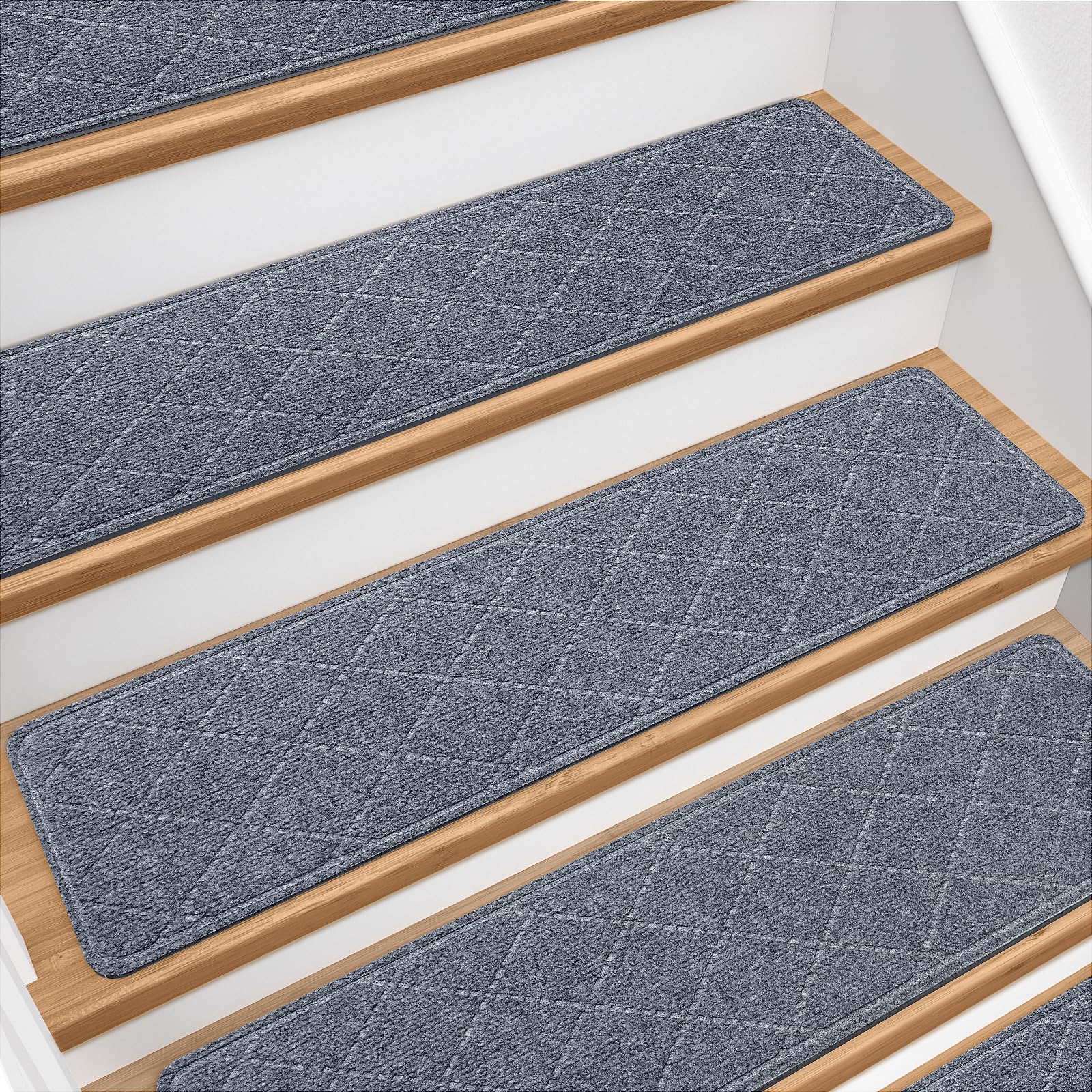 DailyCuddles stair treads with non-slip bottom prevent slips on smooth stairs.