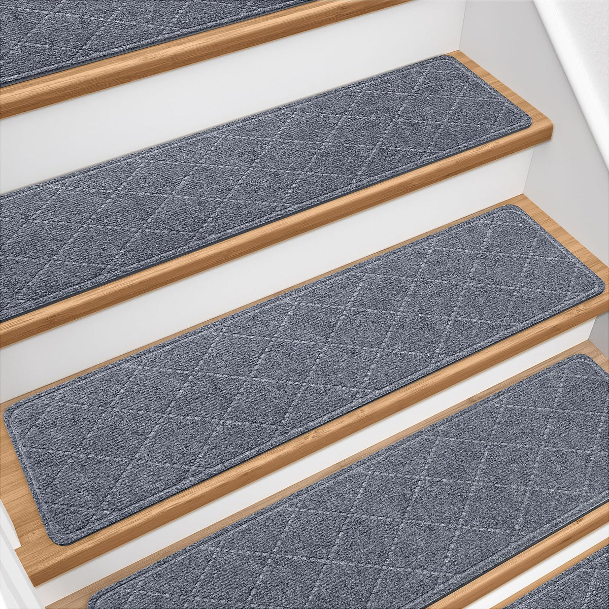 DailyCuddles stair treads with non-slip bottom prevent slips on smooth stairs.