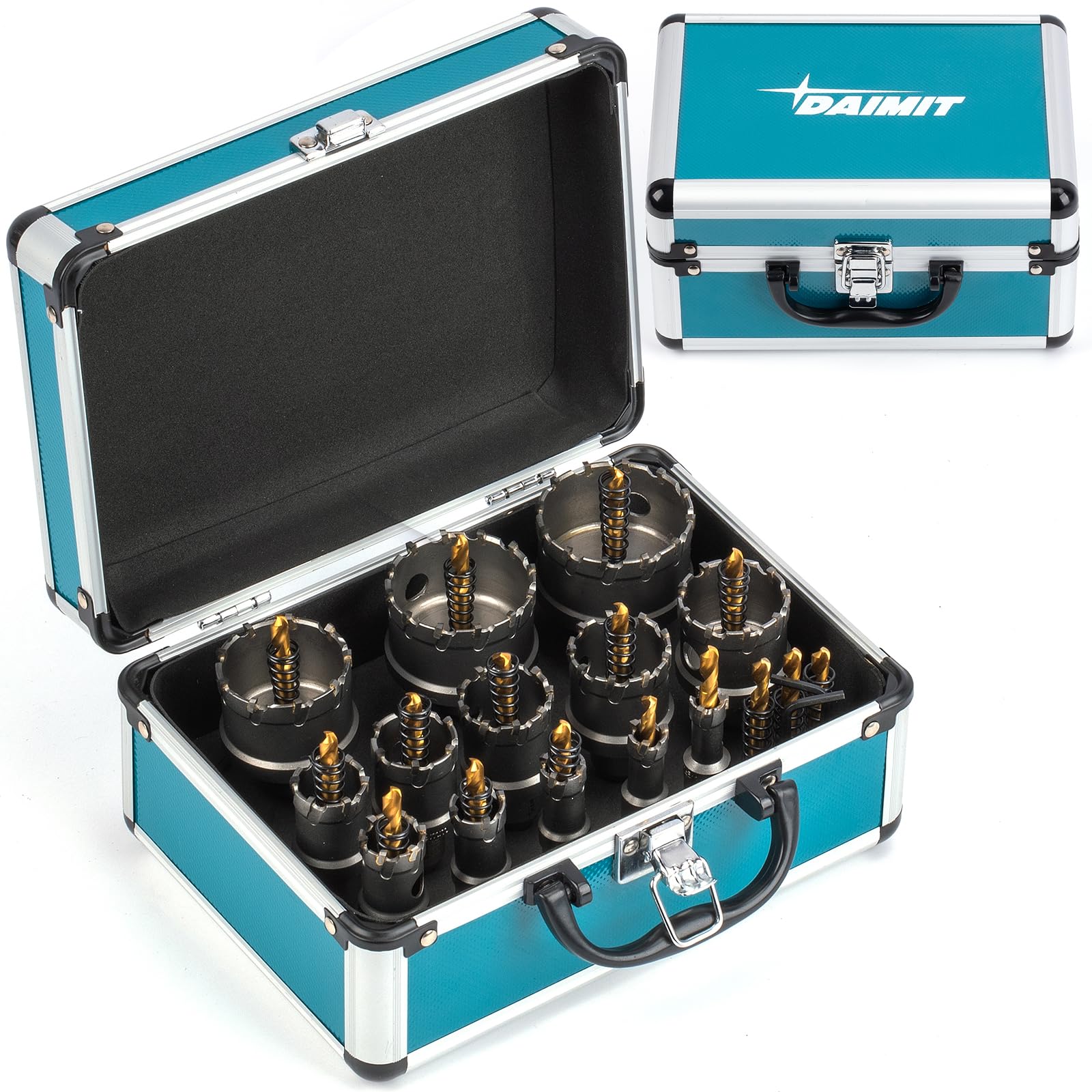 DAIMIT 19Pcs TCT Hole Saw Kit 14mm hole saw for precise metal and wood cutting.