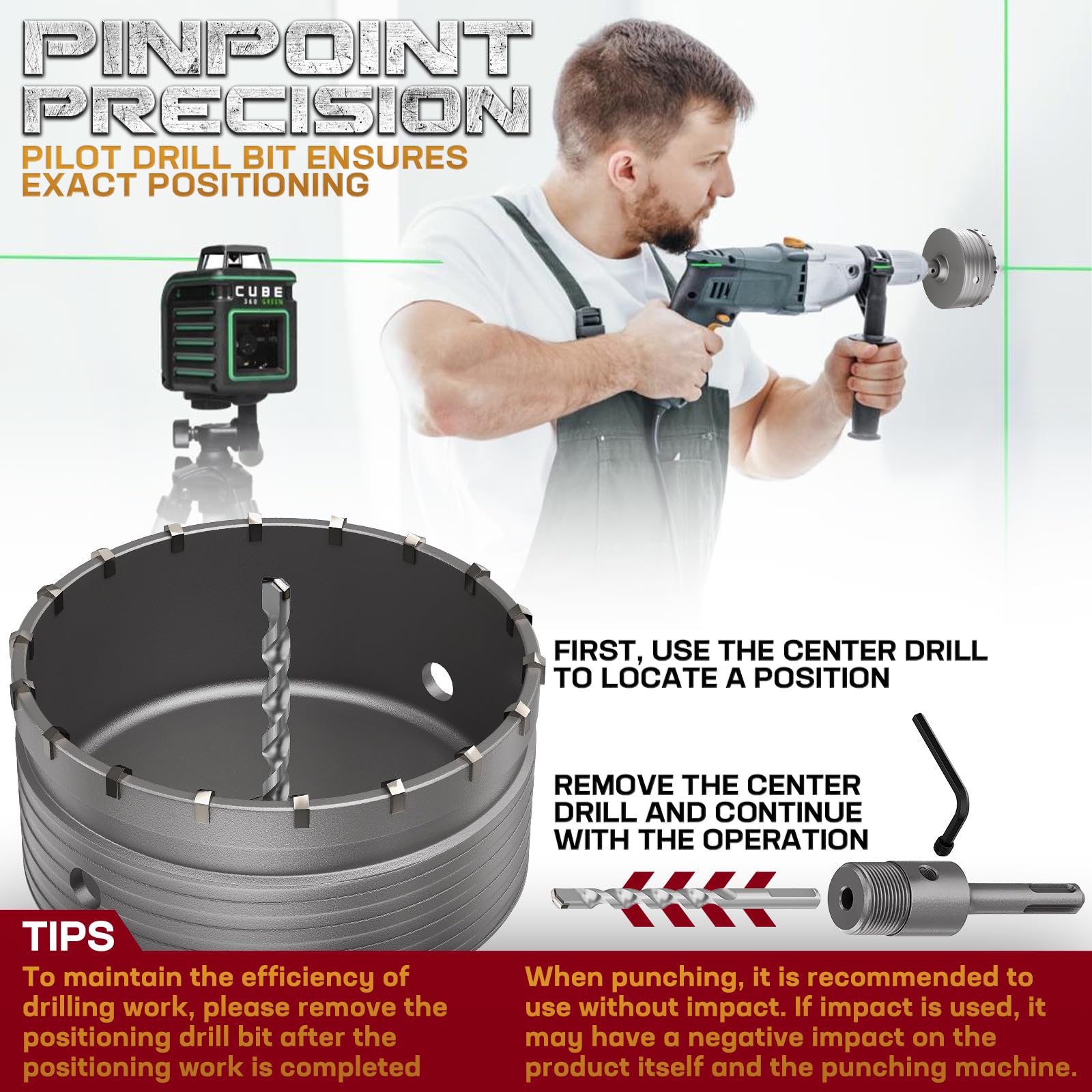 DAIMIT hole saw kit 100mm for thick concrete walls