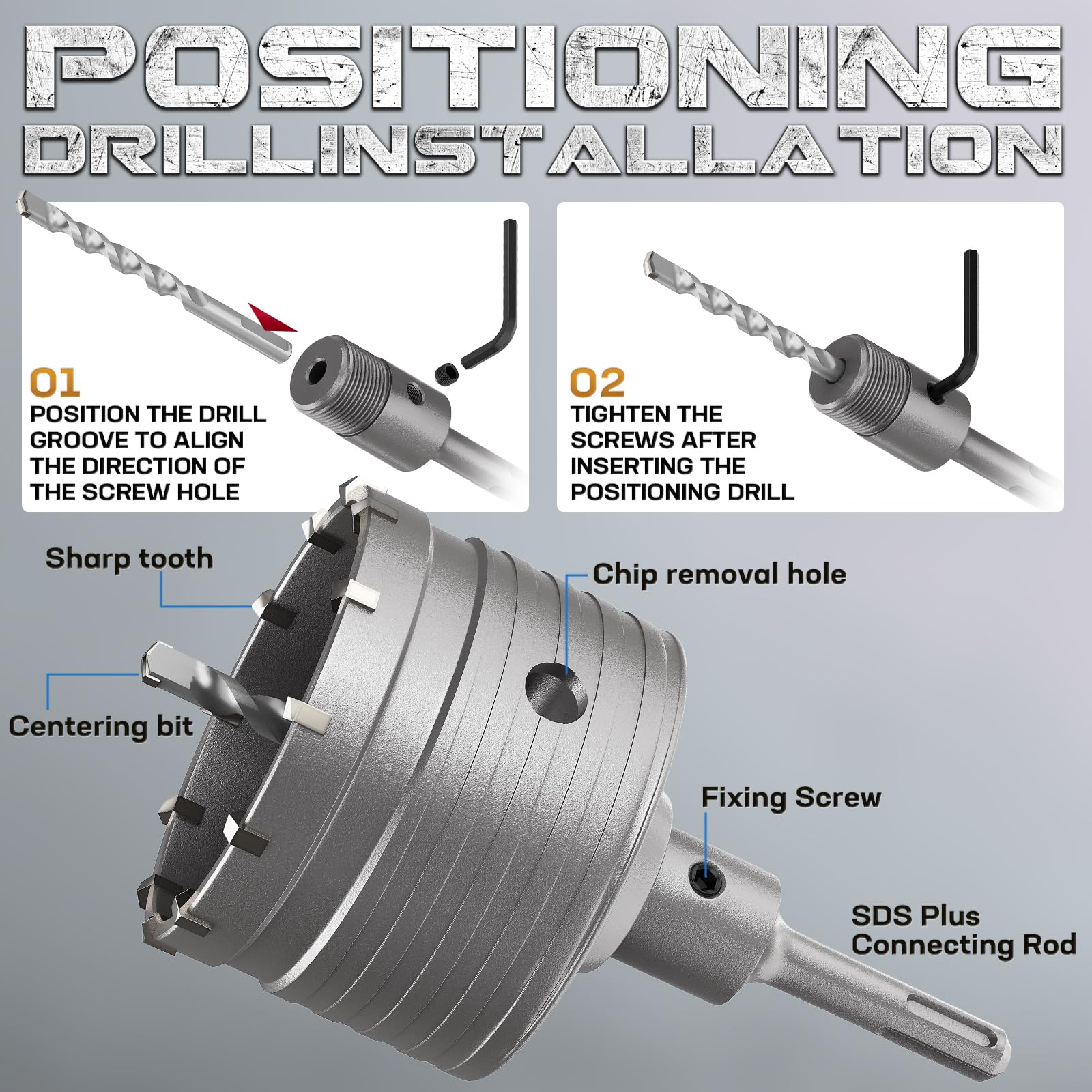 DAIMIT hole saw kit 110mm with SDS shank for deep cuts