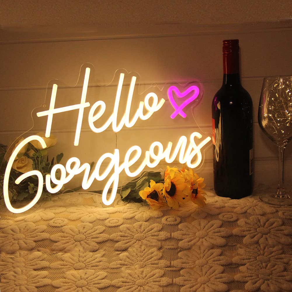 DAKABUKA Hello Gorgeous neon sign front-lit glow for bold wall decor
