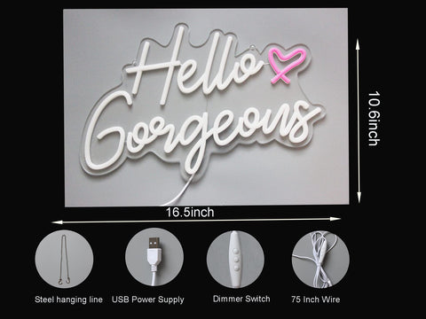 DAKABUKA Hello Gorgeous neon sign enhances home decor with warm white glow