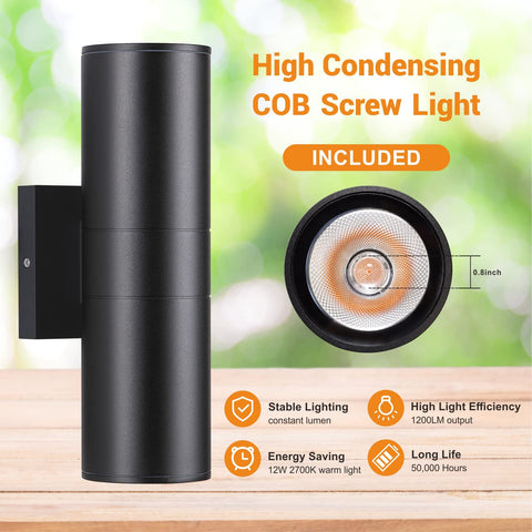 DAKAFUL outdoor wall light 2-pack matte black finish complements modern exteriors