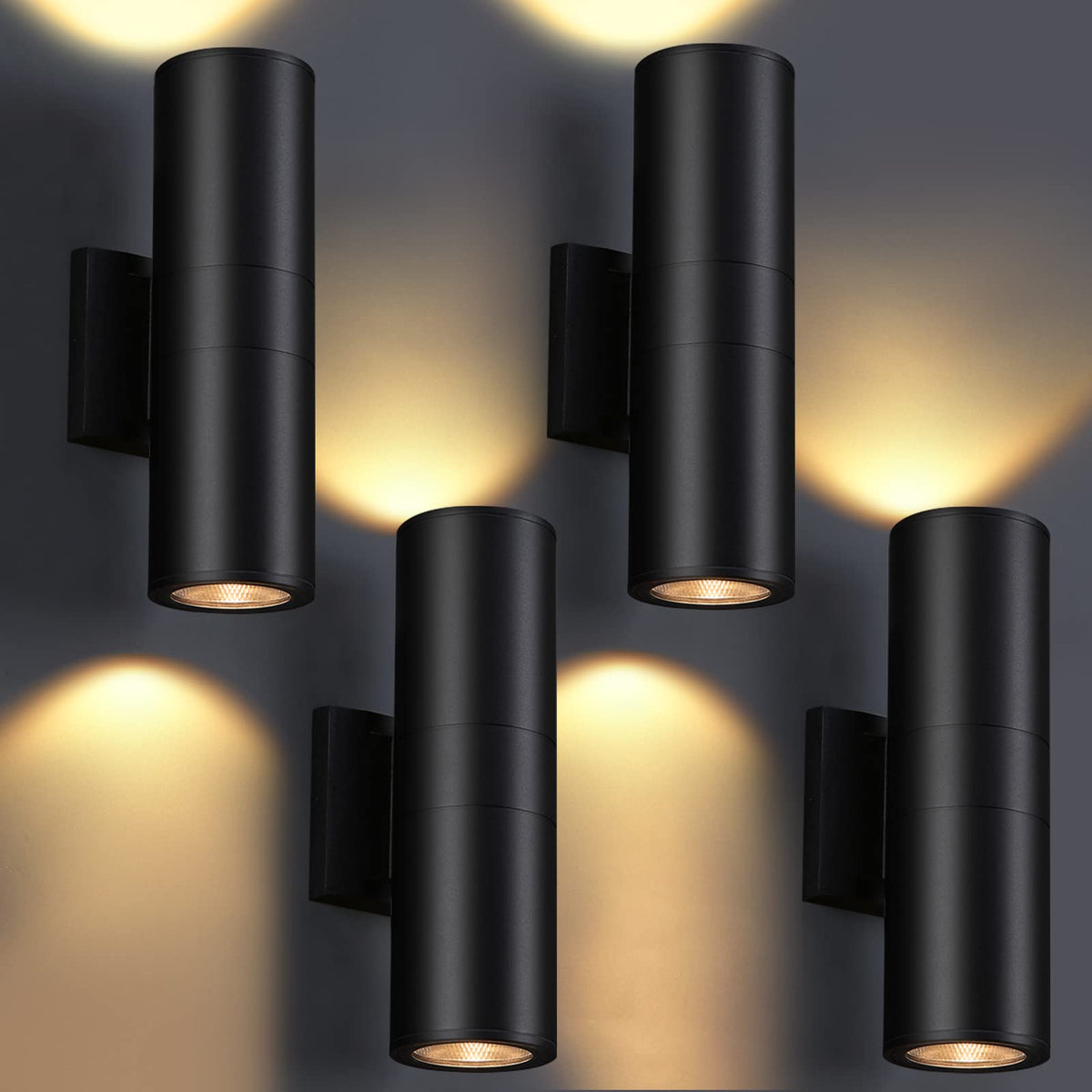 DAKAFUL outdoor wall light 4-pack provides porch illumination with integrated LED