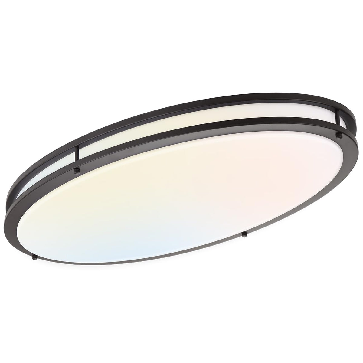 DAKASON 32in oval LED flush mount with bronze finish, soft diffused light