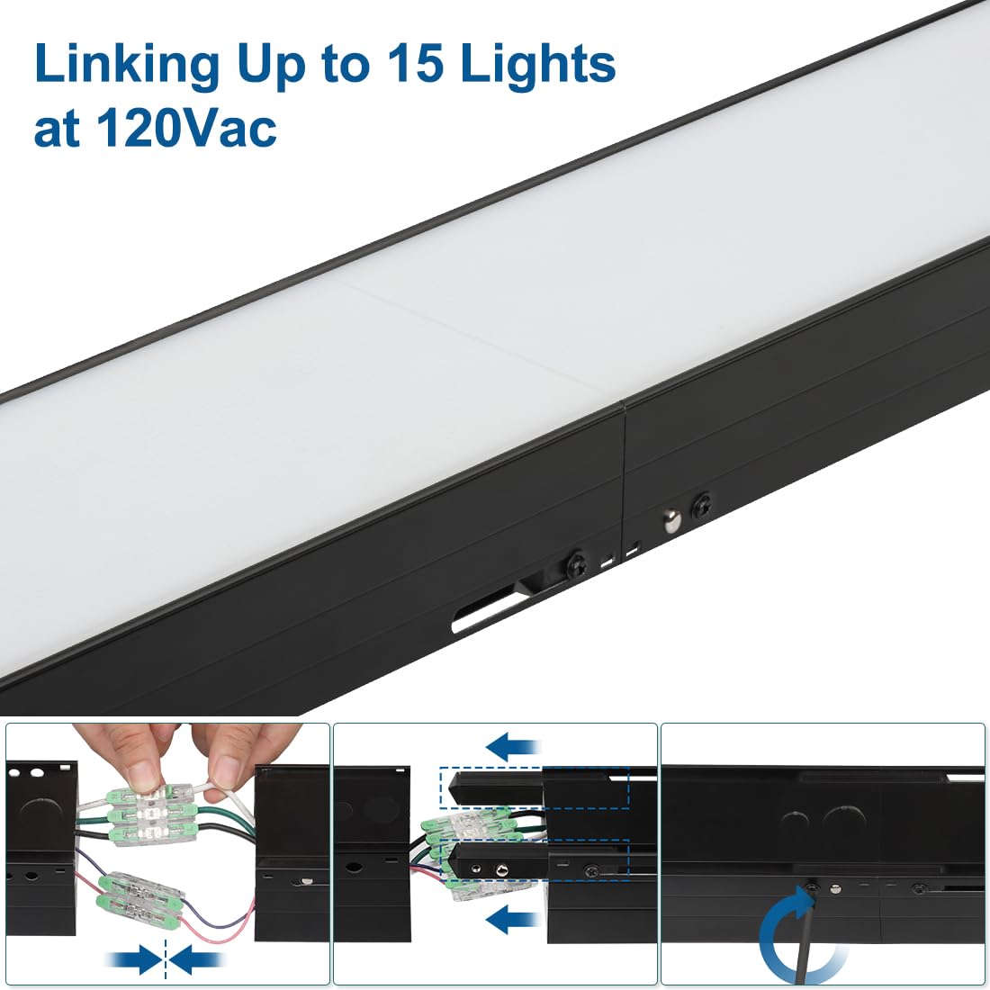 Dakason 4ft LED linear light 0-10V dimmable brightness control.